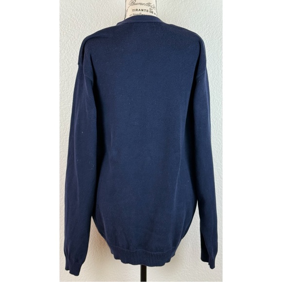 CHAPS Classic Men's Navy Button Up Cardigan Sweater with Crest, size Large - Picture 4 of 12